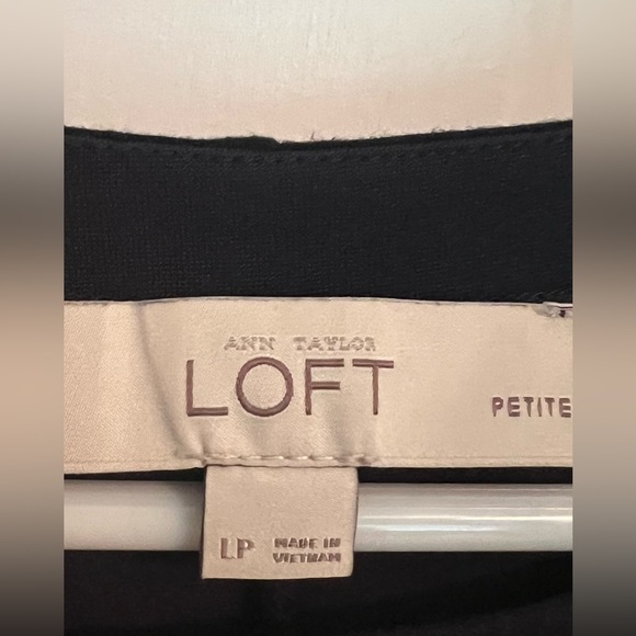 Ann Taylor Loft Striped Short Sleeve Swing Dress Navy/Coral size LP - Picture 4 of 9